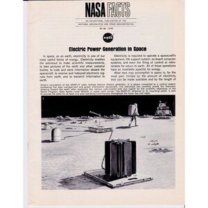 NASA Facts NF-38 Electric Power in Space 1967 Tech Manual 20pgs Vintage NASA